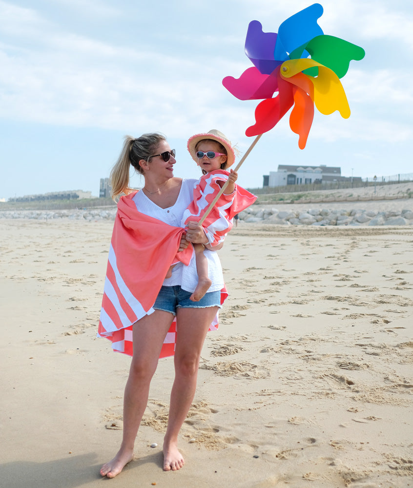 Poncho microfibre Enfant - Corail
